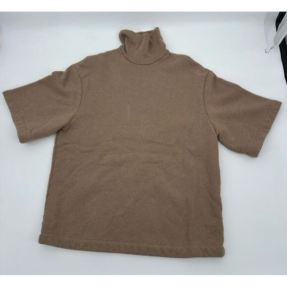 Agolde Sweatshirt Womens Small Brown Tan Pullover Crew Puff Round Shoulder Boxy - Picture 3 of 5